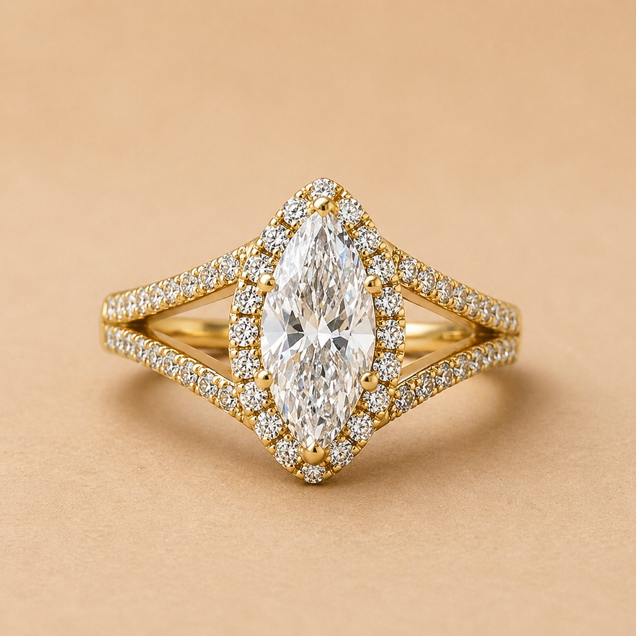 Juliette Marquise Halo Engagement Ring