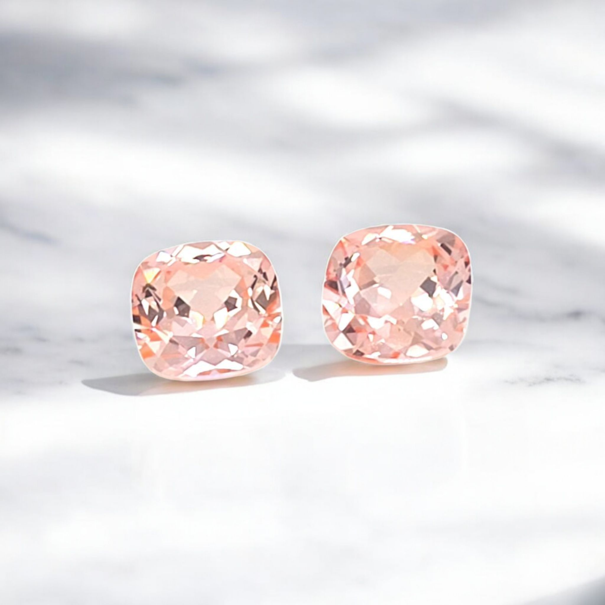 6ct Hydrothermal Morganite Cushion Cut Pair