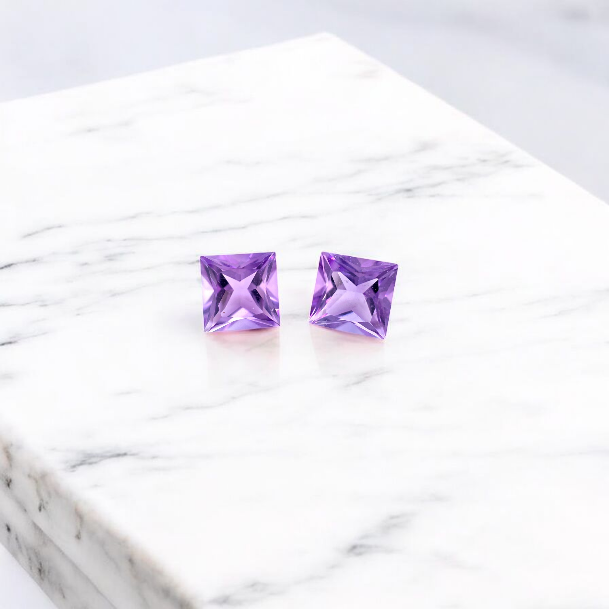 Amethyst Princess Cut Pair 6.2mm
