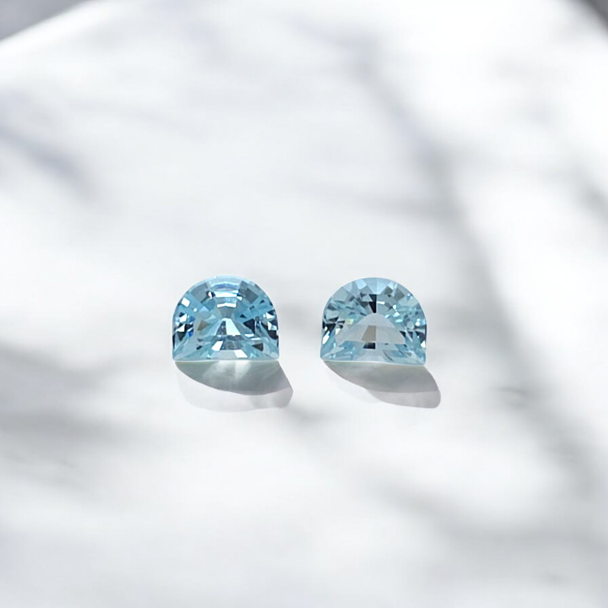 Aquamarine Half Moon Cut Pair – 3.04ct Total