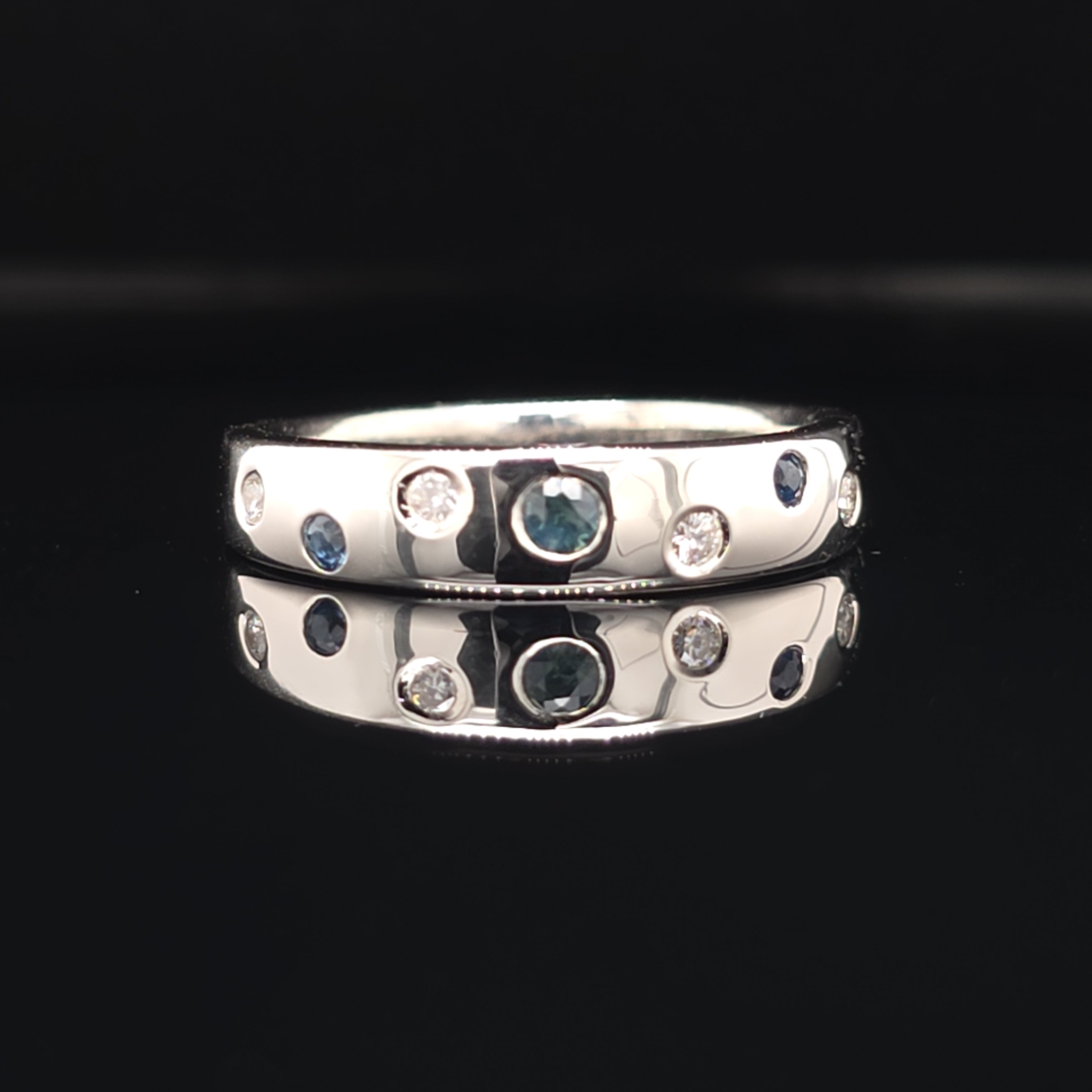 Handcrafted Sapphire & Diamond Galaxy Ring