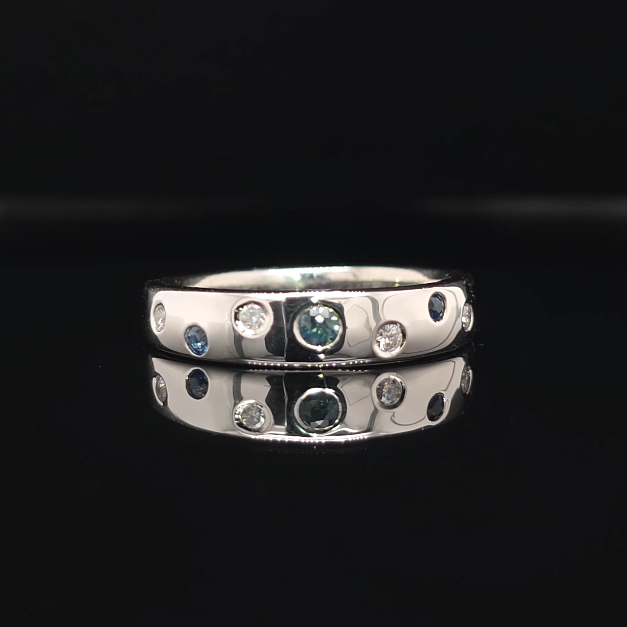 Handcrafted Sapphire & Diamond Galaxy Ring