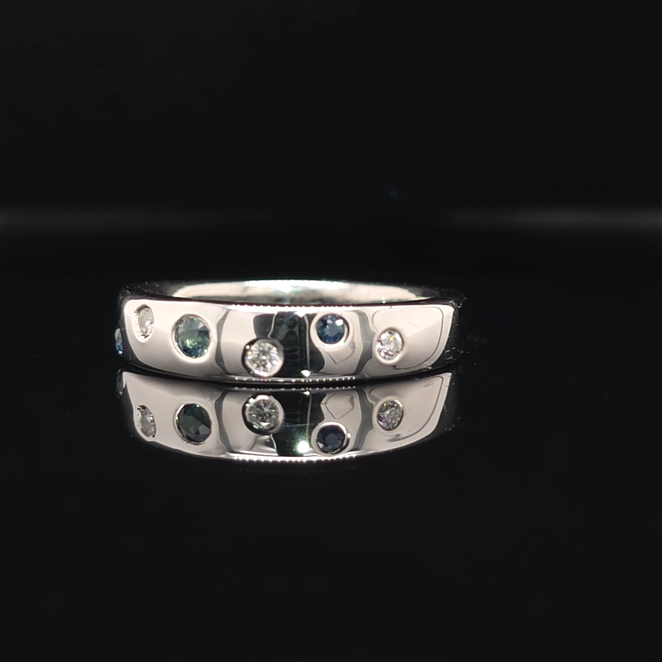 Handcrafted Sapphire & Diamond Galaxy Ring