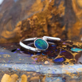Oval Opal Doublet Ring – Palladium Silver, Size T