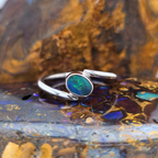 Oval Opal Doublet Ring – Palladium Silver, Size T