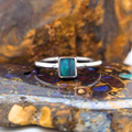 Rectangular Opal Doublet Ring – Palladium Silver, Size U
