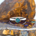Round Opal Doublet Ring – Reverse Taper Band, Size U