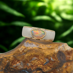 0.79ct Solid Opal Ring – Argentium Silver & 18ct Gold, Size Q