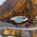 Oval Solid Opal Ring – Palladium Silver, Size W