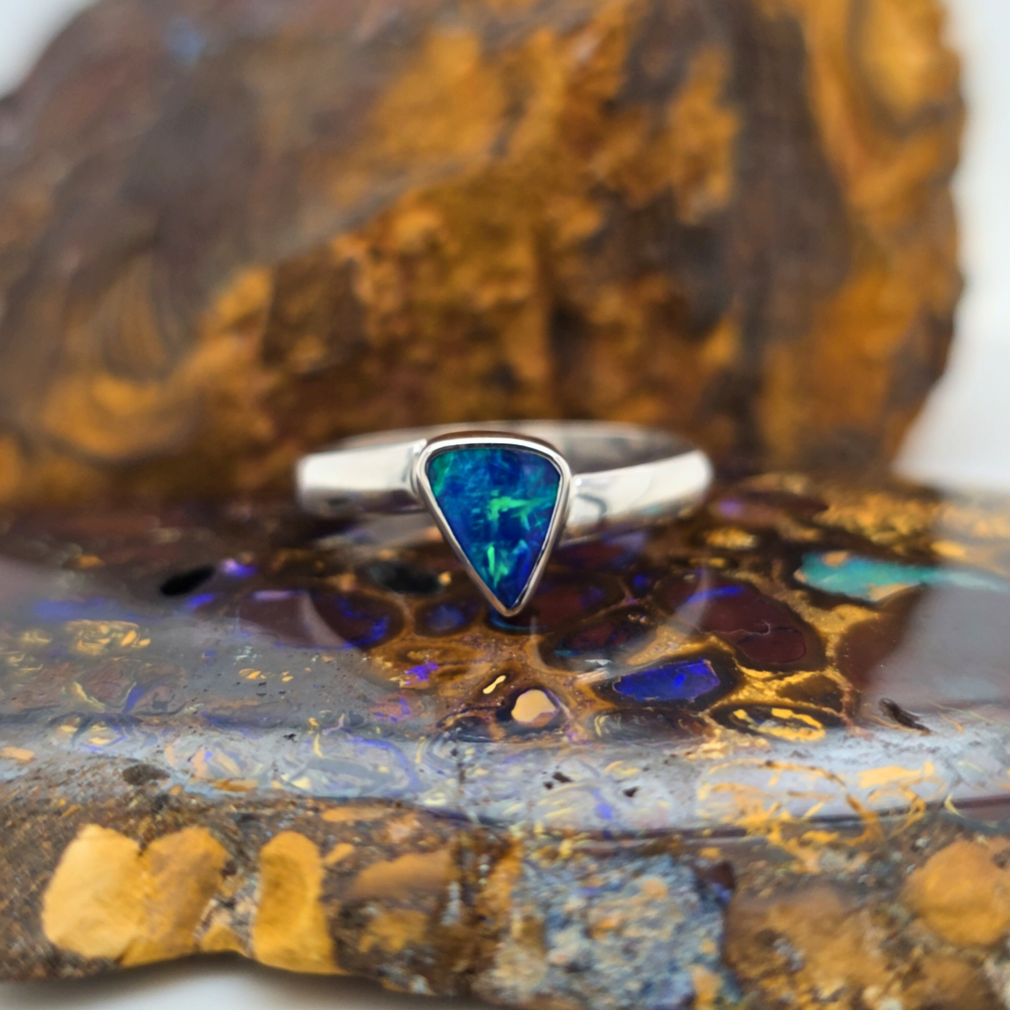 Freeform Opal Ring – Palladium Silver, Size R