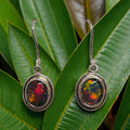 Palladium Silver Opal Triplet Drop Earrings