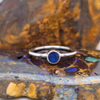Round Coober Pedy Opal Ring – Palladium Silver, Size S