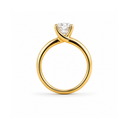 Side profile of the Amelie solitaire, showing the tapered yellow gold band and 4 claw setting