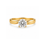 Amelie solitaire engagement ring in yellow gold with a round brilliant diamond, viewed from above