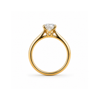 Clarisse solitaire engagement ring side profile, showing the open yellow gold gallery