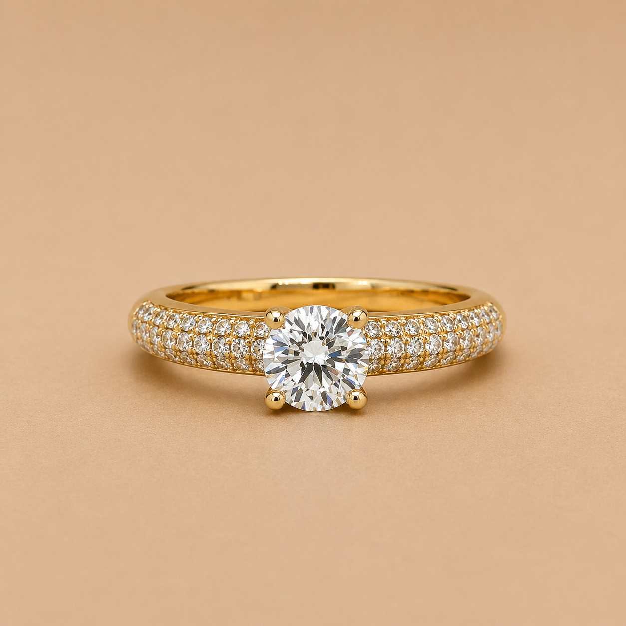 Gisele Solitaire Pave Engagement Ring