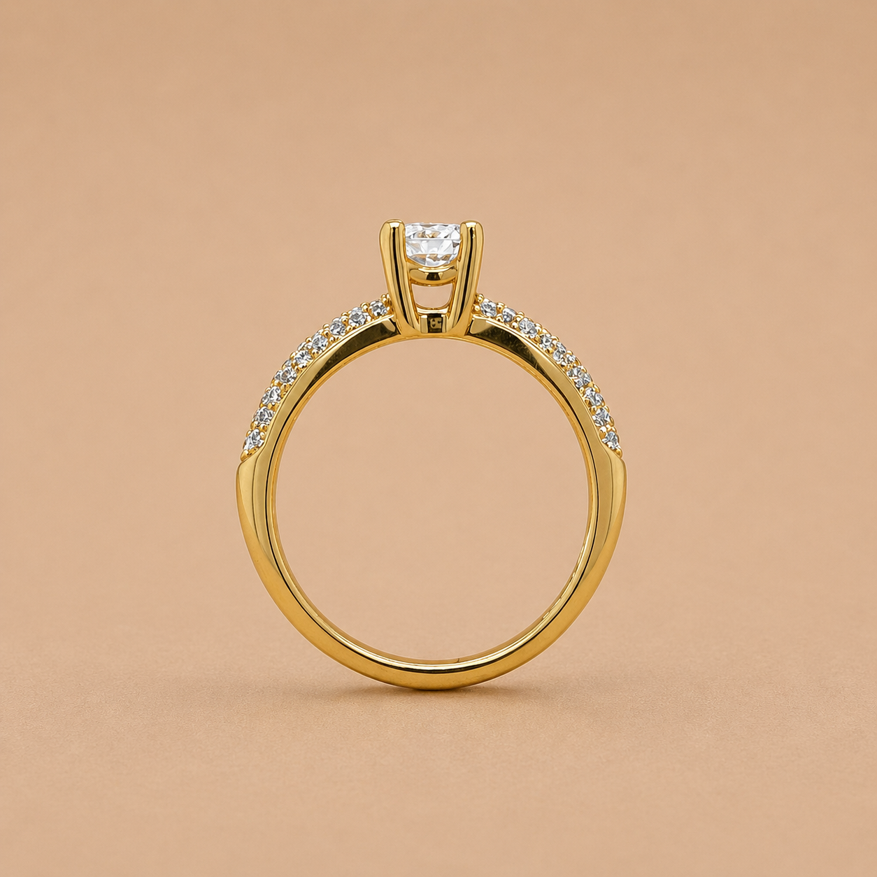 Gisele Solitaire Pave Engagement Ring