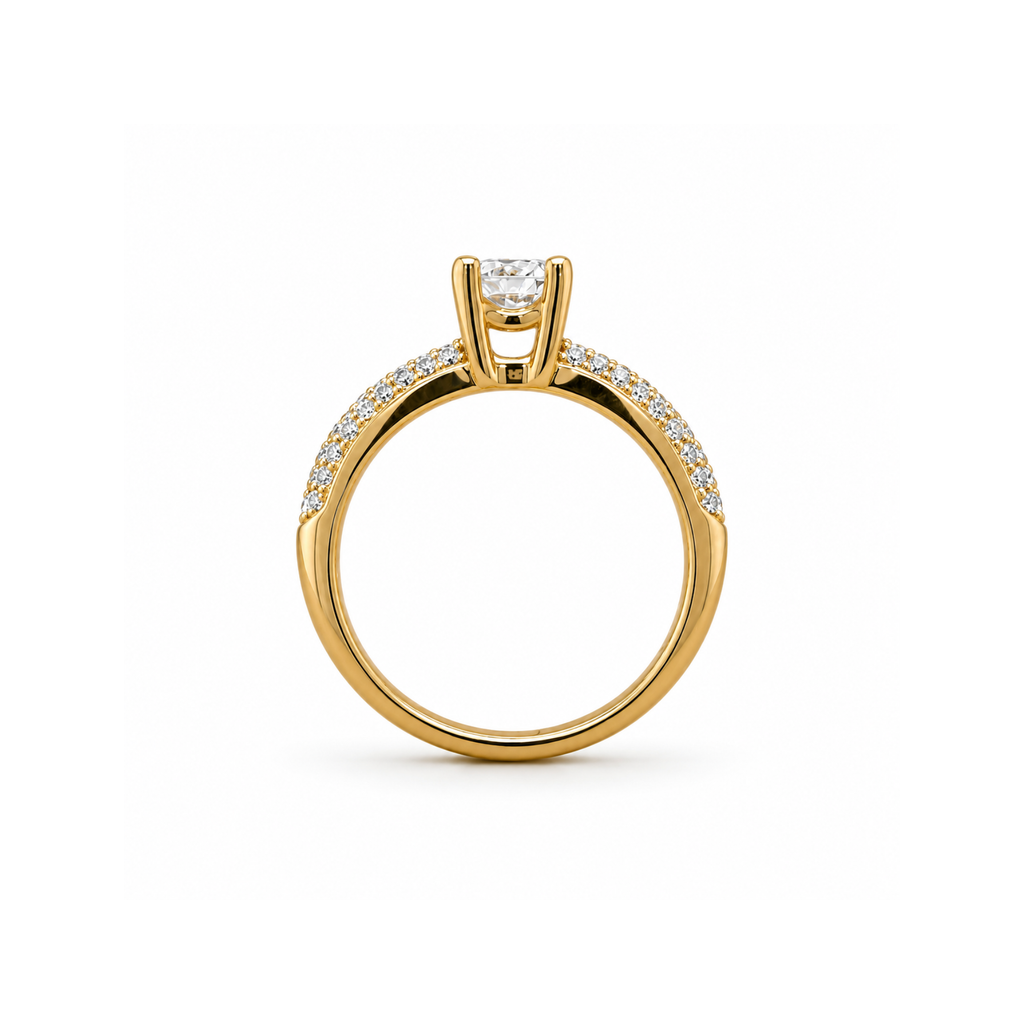 Gisele Solitaire Pave Engagement Ring