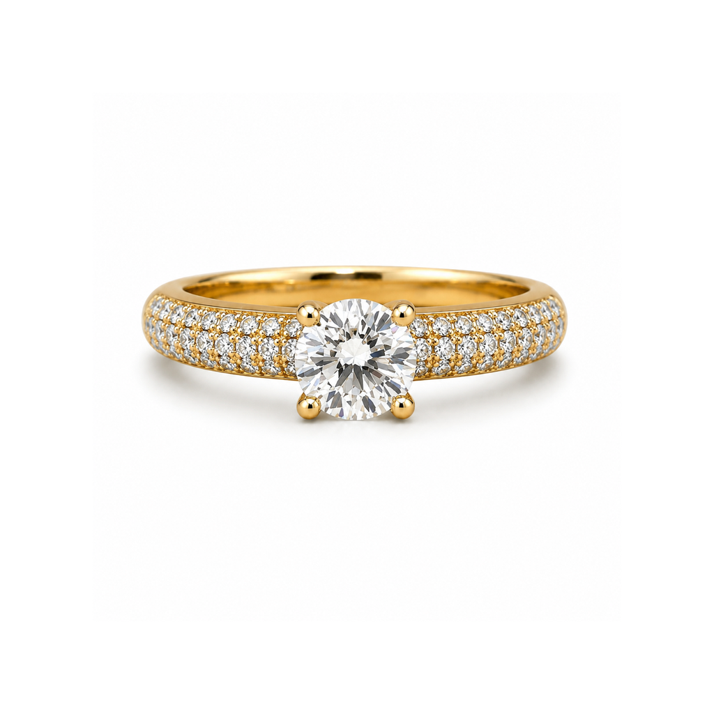 Gisele Solitaire Pave Engagement Ring