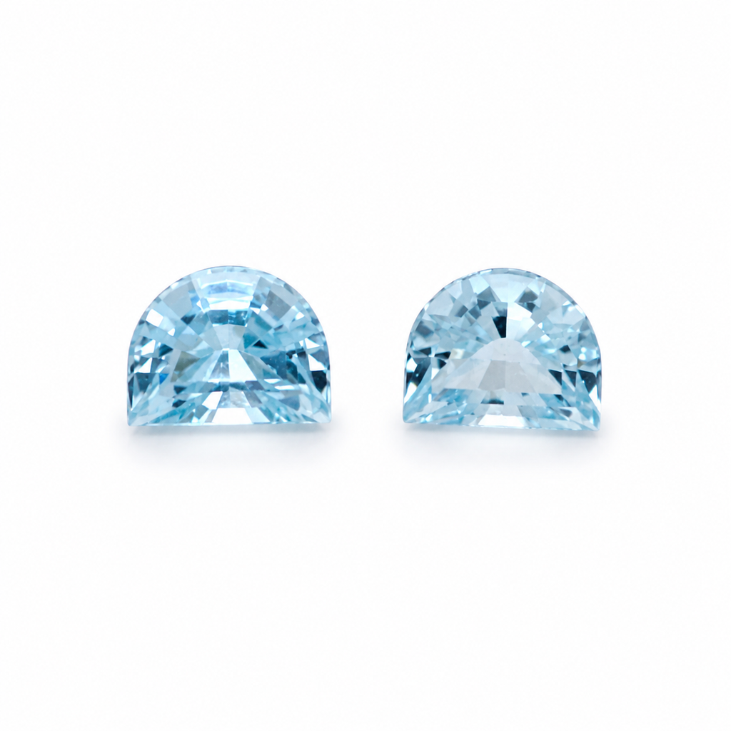 Aquamarine Half Moon Cut Pair – 3.04ct Total