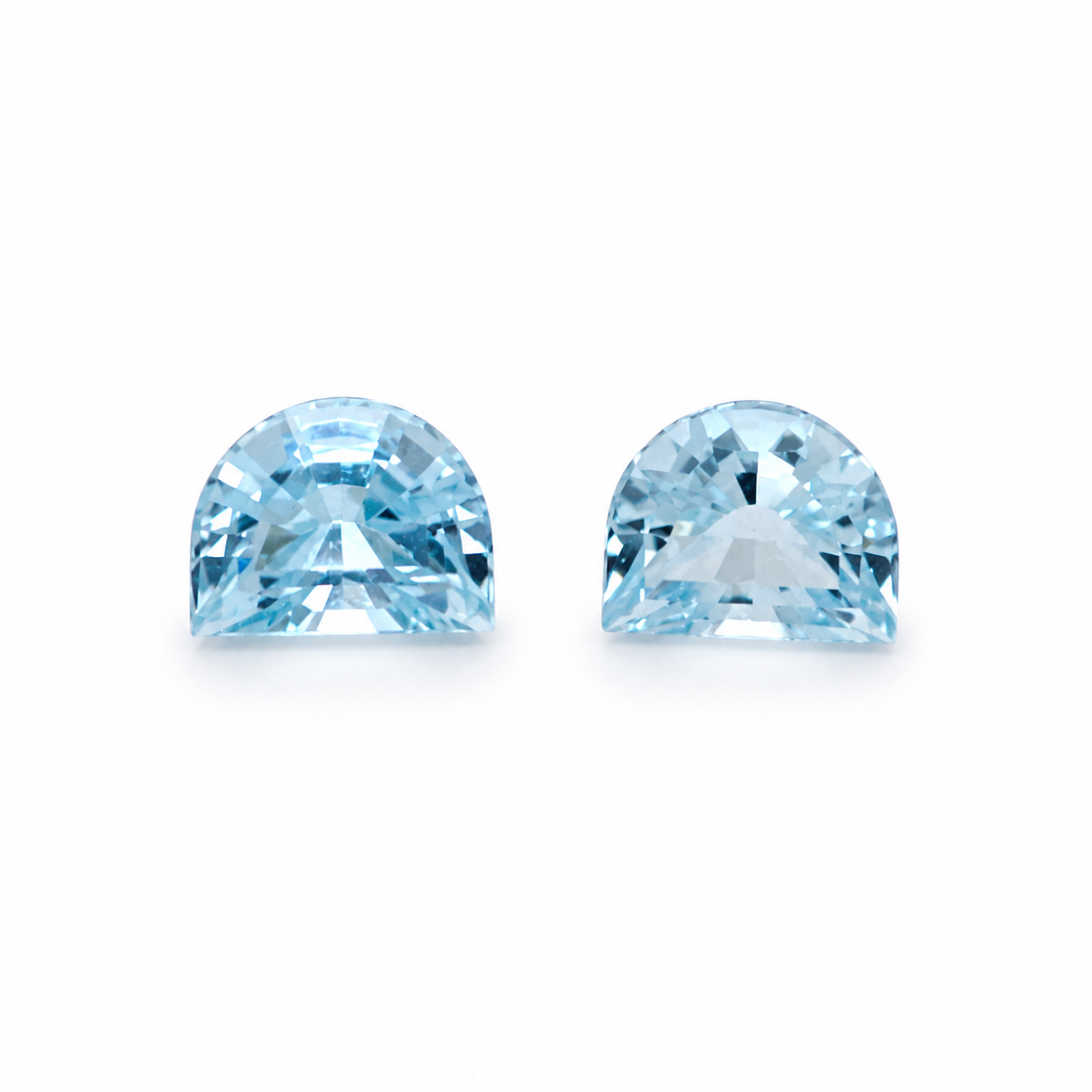 Aquamarine Half Moon Cut Pair – 3.04ct Total