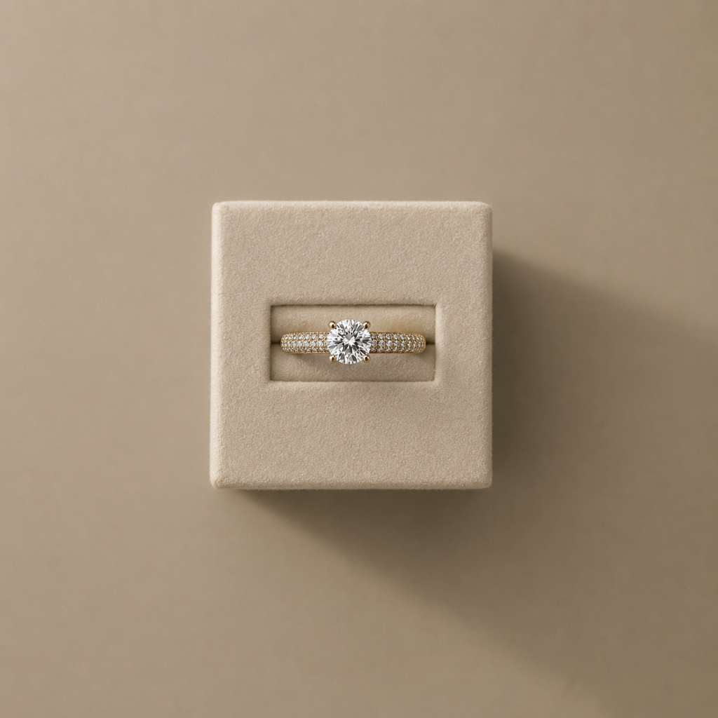 Gisele Solitaire Pave Engagement Ring