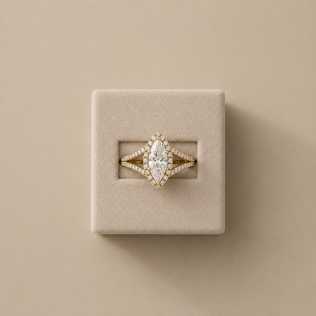Juliette Marquise Halo Engagement Ring