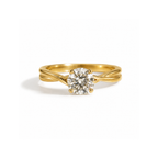 Mariette solitaire engagement ring in yellow gold with a round diamond, front view