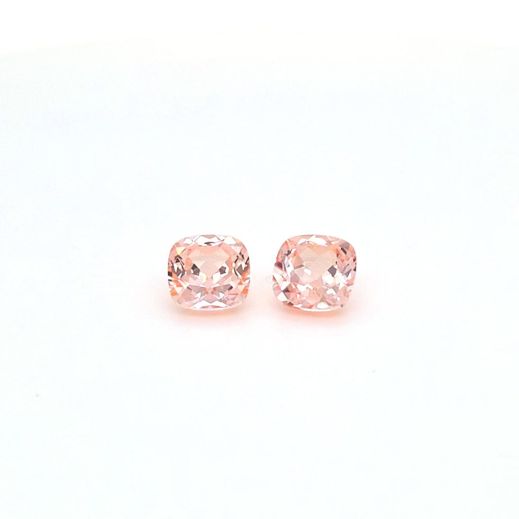 6ct Hydrothermal Morganite Cushion Cut Pair