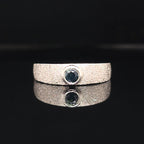 Handcrafted Palladium Silver Ring with Australian Sapphire – Bezel Set, Textured Band (Size Q ½)