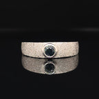 Handcrafted Palladium Silver Ring with Australian Sapphire – Bezel Set, Textured Band (Size Q ½)