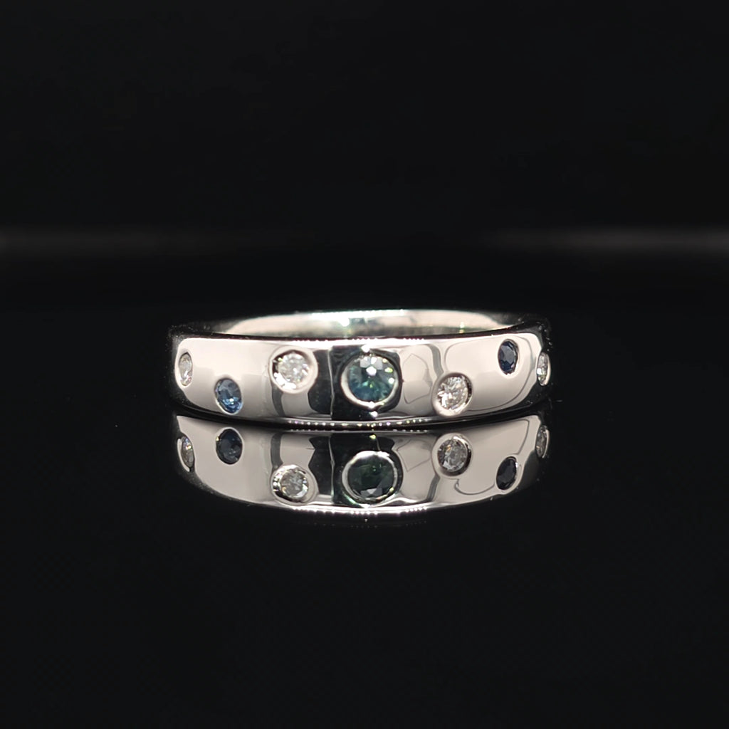 Handcrafted Sapphire & Diamond Galaxy Ring