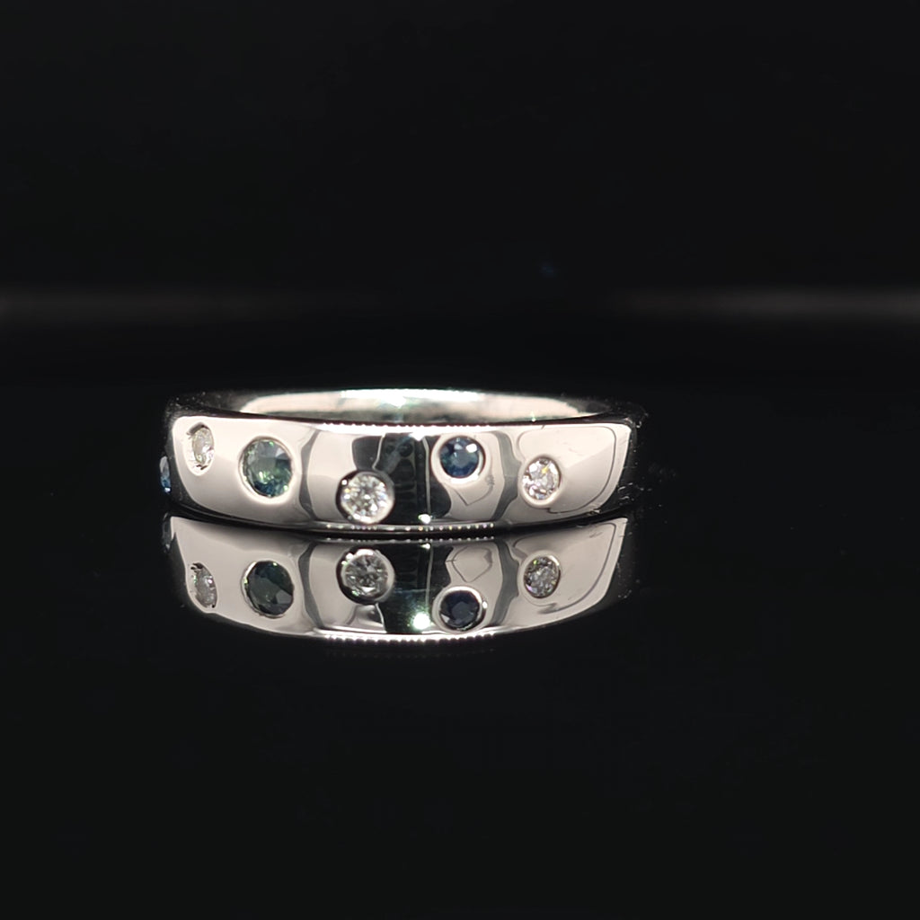 Handcrafted Sapphire & Diamond Galaxy Ring
