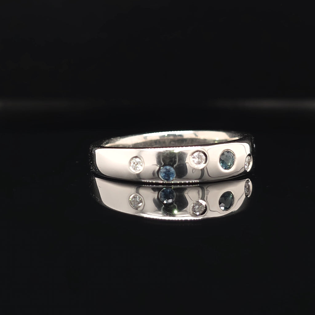 Handcrafted Sapphire & Diamond Galaxy Ring