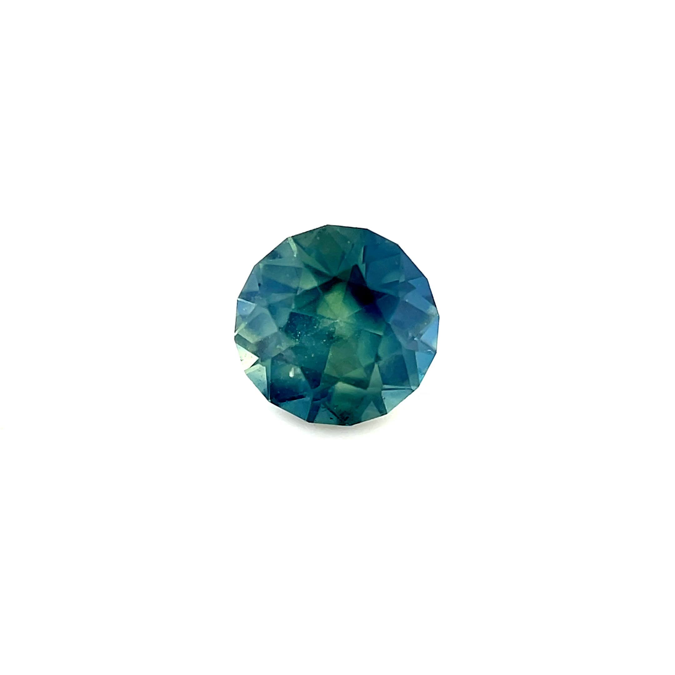 0.65ct Australian Sapphire Teal Green Round Cut