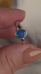 Oval Coober Pedy Opal Ring – Palladium Silver, Size R