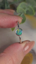 Round Coober Pedy Opal Ring – Palladium Silver, Size R
