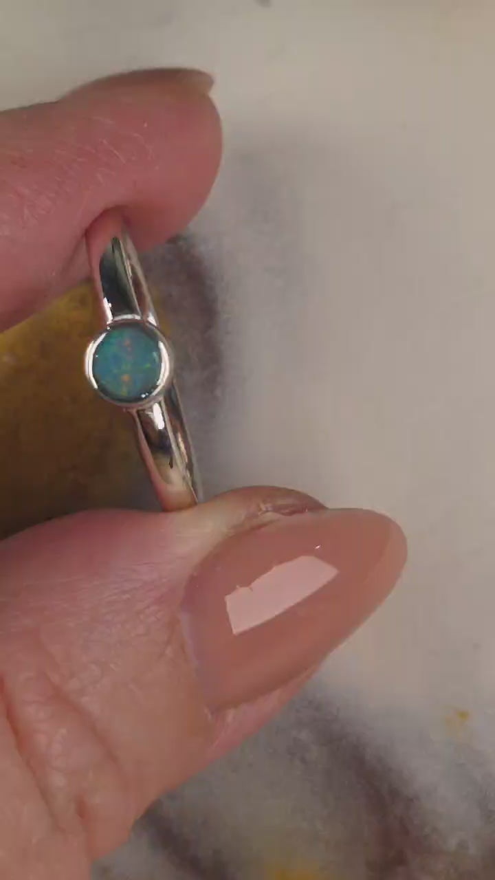 Coober Pedy Opal Ring – Palladium Silver, Size T