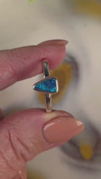 Freeform Coober Pedy Opal Ring – Palladium Silver, Size T½