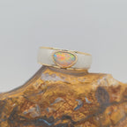 0.79ct Solid Opal Ring – Argentium Silver & 18ct Gold, Size Q