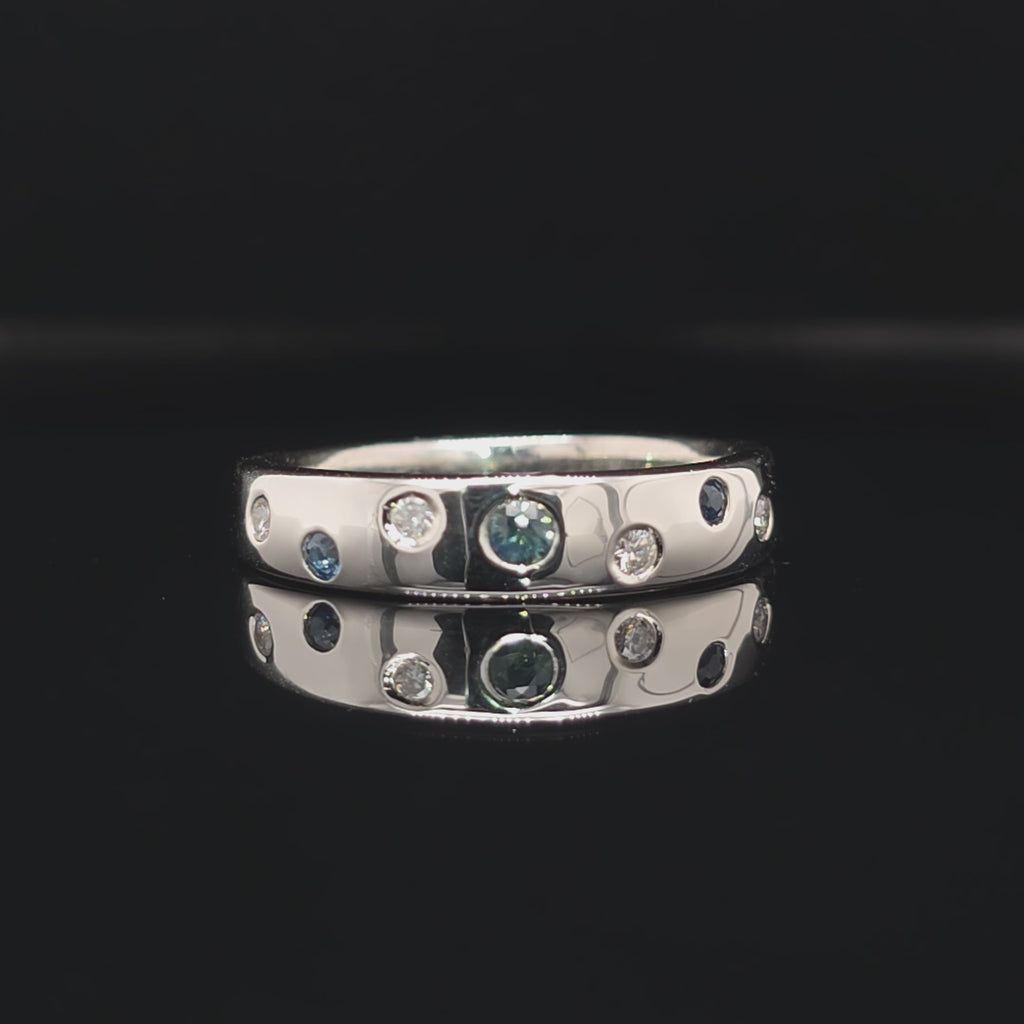 Handcrafted Sapphire & Diamond Galaxy Ring