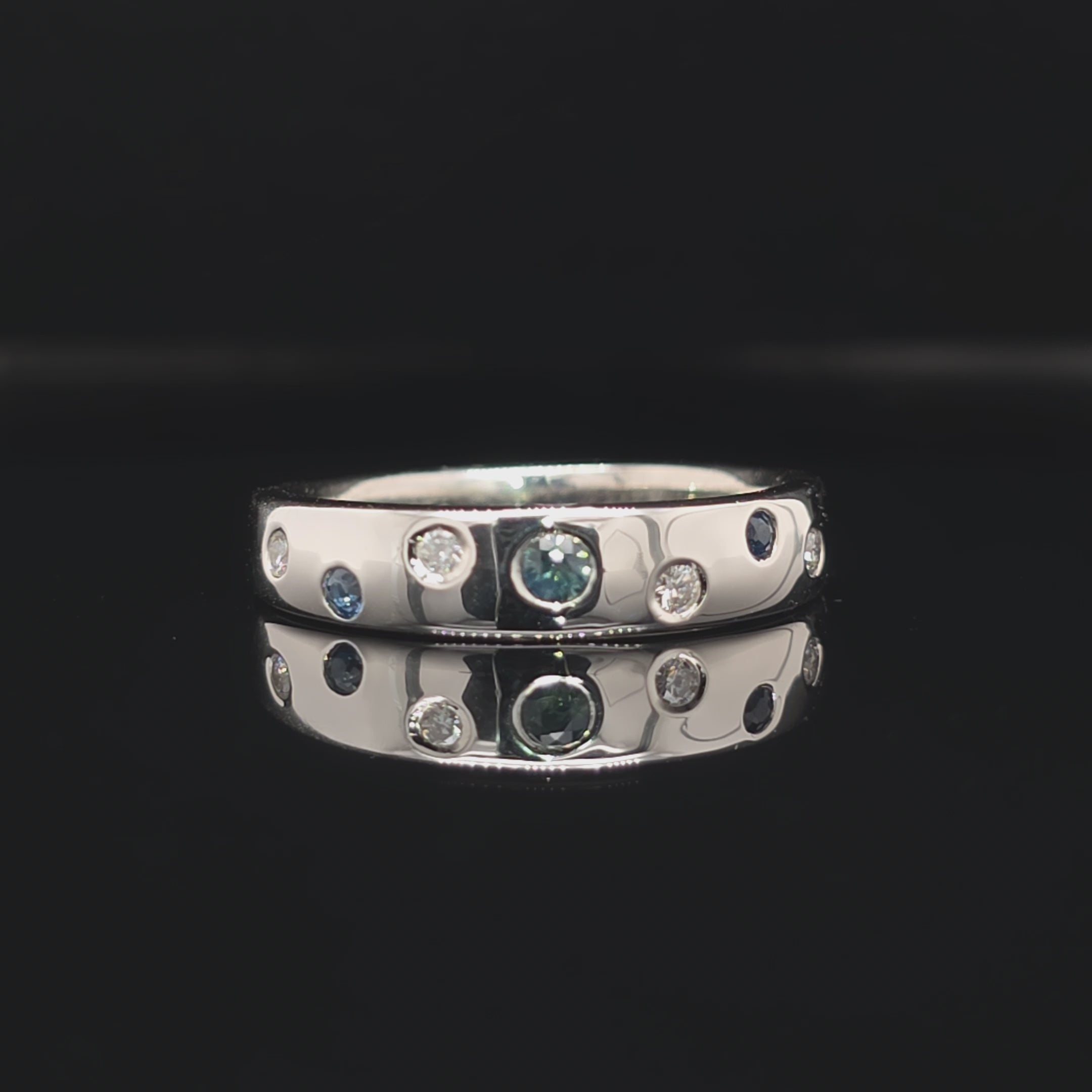 Handcrafted Sapphire & Diamond Galaxy Ring
