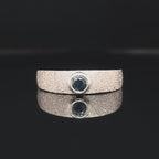 Handcrafted Palladium Silver Ring with Australian Sapphire – Bezel Set, Textured Band (Size Q ½)